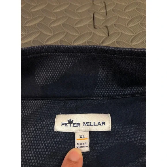 Peter Millar Perth Camo Performance Quarter Zip Mens XL Navy Pullover MF21EK40H